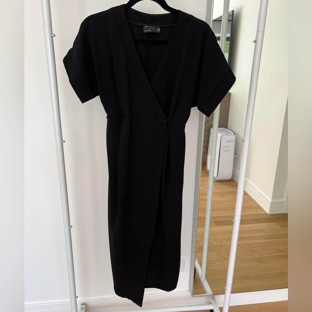 Elegant Black Wrap Maternity Dress